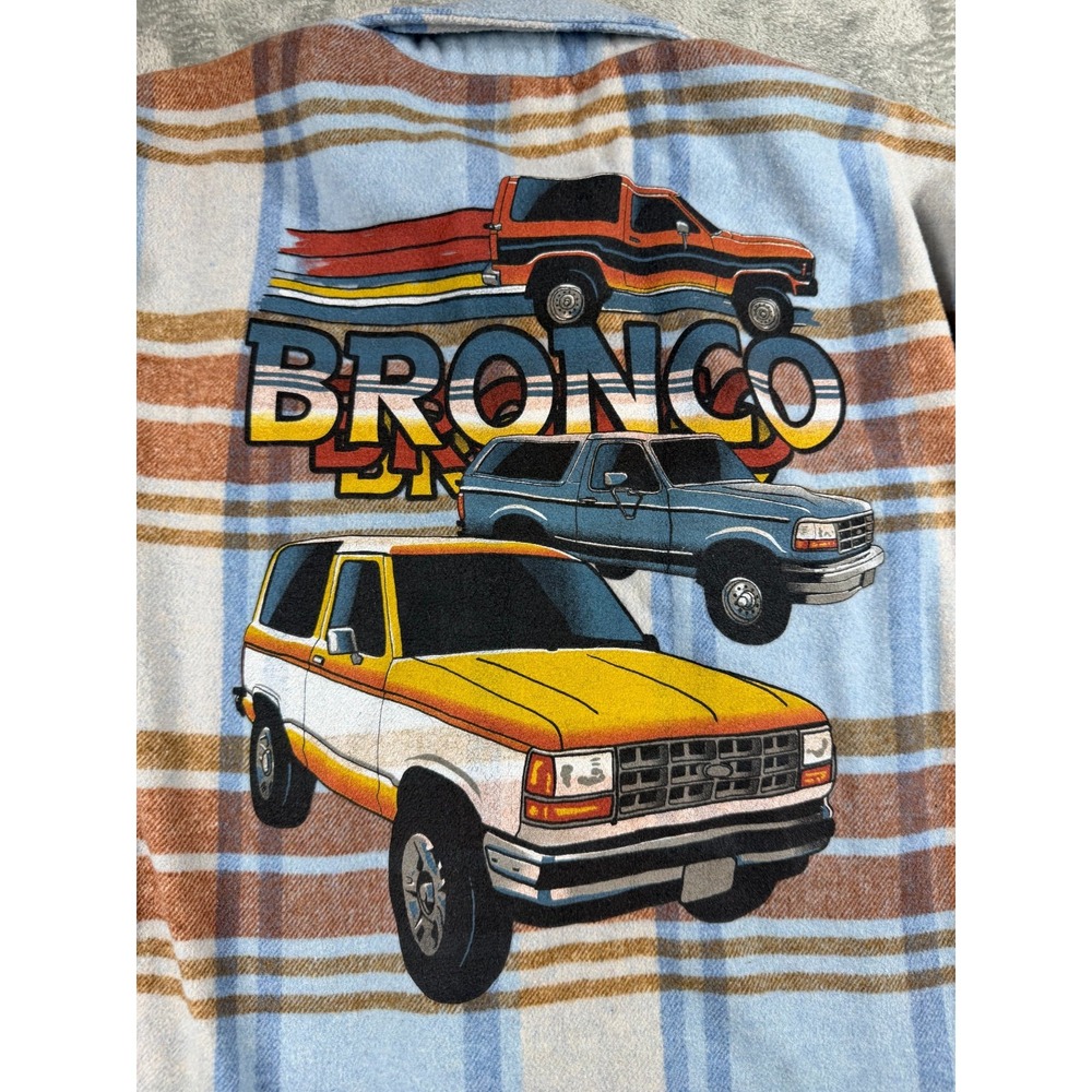 Ford Bronco Plaid Flannel Shirt Men's M Graphic Back Official Licensed